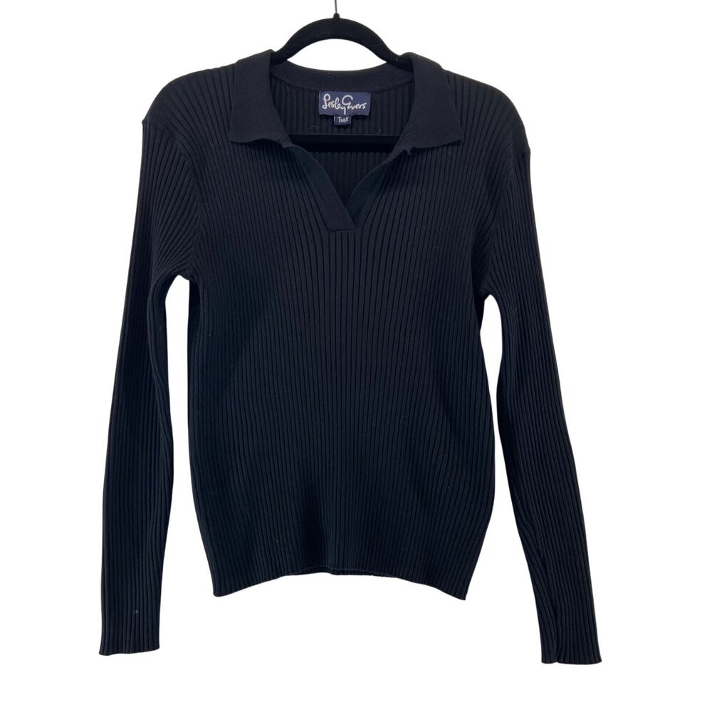 Lesley Evers Black Ribbed Sweater Size‎ 2X